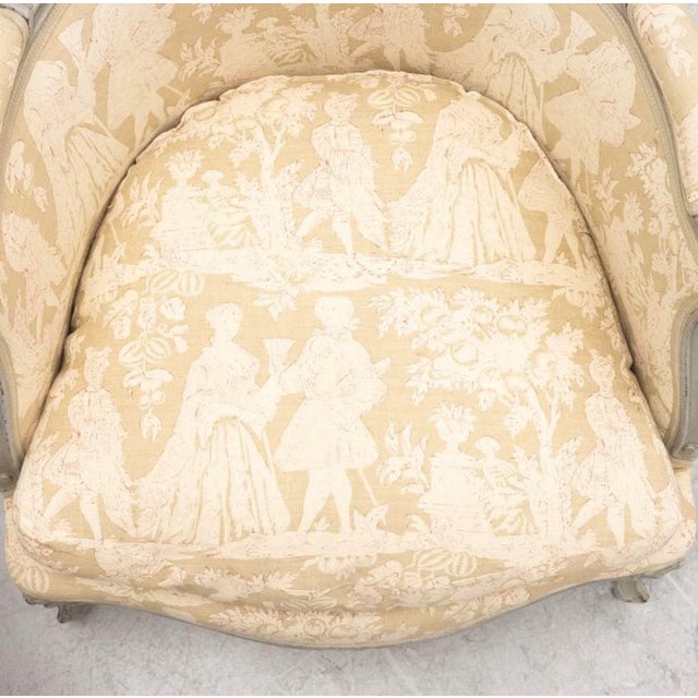 Set of Antique French Bergeres with Carved Flower Detail, 1765 For Sale - Image 4 of 14