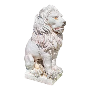 Hollywood Regency Era Italian Terracotta Neoclassical Lion Figurine / Garden Statue
