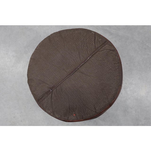 Round Patchwork Leather Pouf, Switzerland, 1970s For Sale - Image 9 of 10