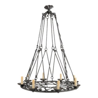 French Iron Eight Light Chandelier For Sale