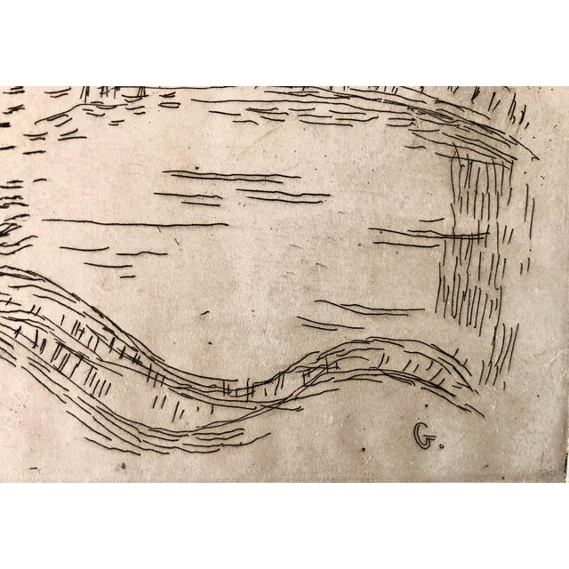 Tibor Gergely, Vintage Art Etching Farm with Cow and Farmer, Famed Children's Book Illustrator, c.1940's For Sale - Image 4 of 5