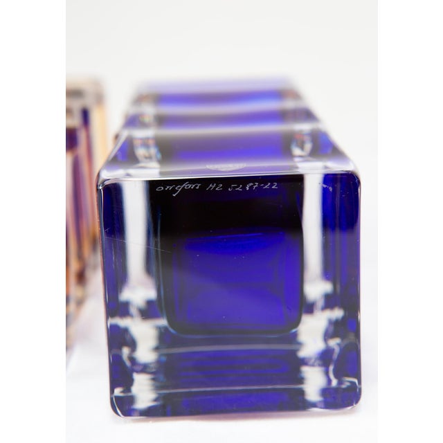 Swedish Glass Vases in Blue and Amber from Orrefors, Set of 4 For Sale - Image 11 of 17