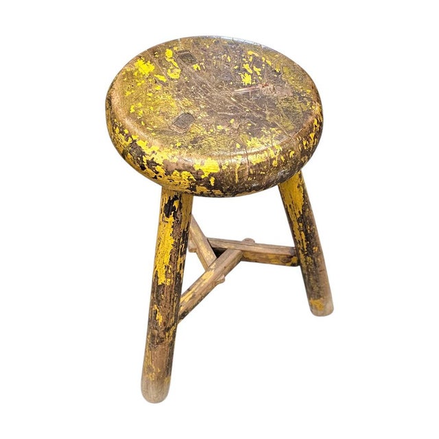 Primitive Wooden Tripod Stool / Height 52 Cm For Sale - Image 3 of 18