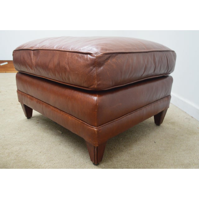 Brown Ralph Lauren Leather Ottoman For Sale - Image 8 of 12