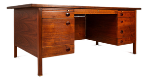 Rare Restored Substantial Mid-Century Modern Executive Desk in Walnut by Edward Wormley for Dunbar, Usa, C. 1950s