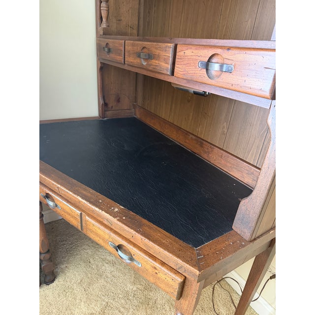 Brown Vintage Young Hinkle "Ship Ahoy" Corner Desk and Hutch Set For Sale - Image 8 of 12