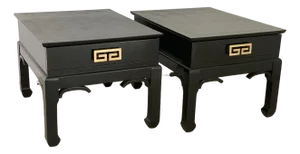 Vintage Chinoiserie Side Tables Nightstands - A Pair
