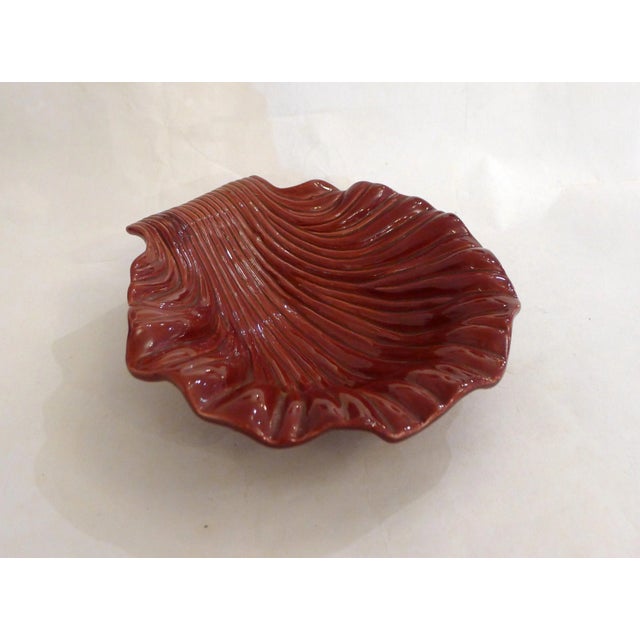 Mid-Century Modern Red Earthenware Rockery Shell Dish, 1950s For Sale - Image 10 of 10