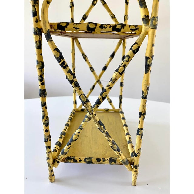Italian Faux Bamboo Leopard Tole Etagere For Sale In Miami - Image 6 of 10