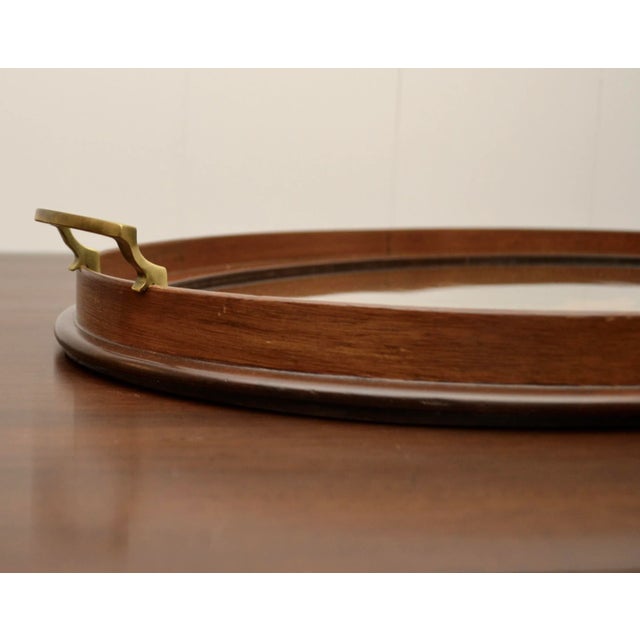 Neoclassical Mahogany Oval Serving Tray With Glass Surface For Sale - Image 3 of 4