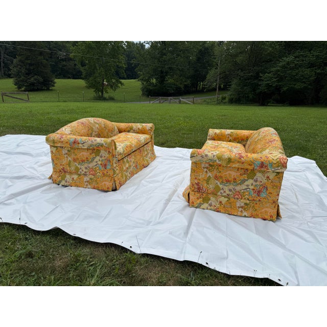 1950s Mid-Century Chinoiserie Loveseat Sofas - A Pair For Sale - Image 5 of 16