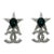 Chanel Silver Star Green Stone CC Crystal Piercing Earrings, A Pair For Sale