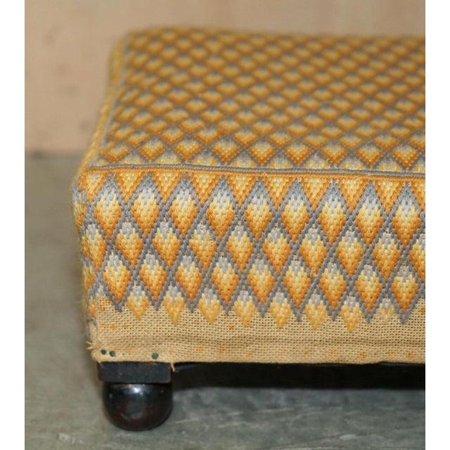 Small Georgian English Country House Footstool with Embroidered Top Bun Feet, 1800s For Sale - Image 3 of 18