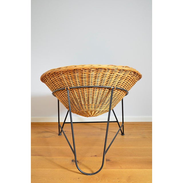 Mid-Century Round Wicker Chair, 1950s For Sale - Image 10 of 12