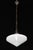Art Deco style pendant light made of a white opaline glass flying saucer shaped globe with a newly made antique brass...