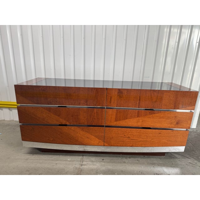Modern Italian Modern High Gloss Dresser Credenza With Black Glass Top by Alf Italia For Sale - Image 3 of 12