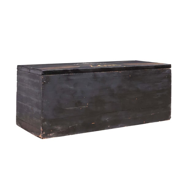 Folk Art Monumental 1897 Continental Painted Heraldic Chest With Crossed Oars For Sale - Image 3 of 5