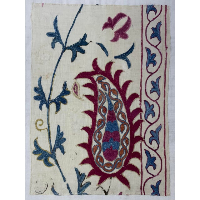 Single 19 Century Antique Suzani Wall Hanging For Sale - Image 4 of 10
