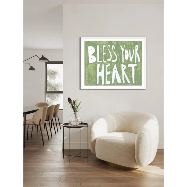 Contemporary Bless Your Heart by Virginia Chamlee in White Frame, Large Art Print For Sale - Image 3 of 4