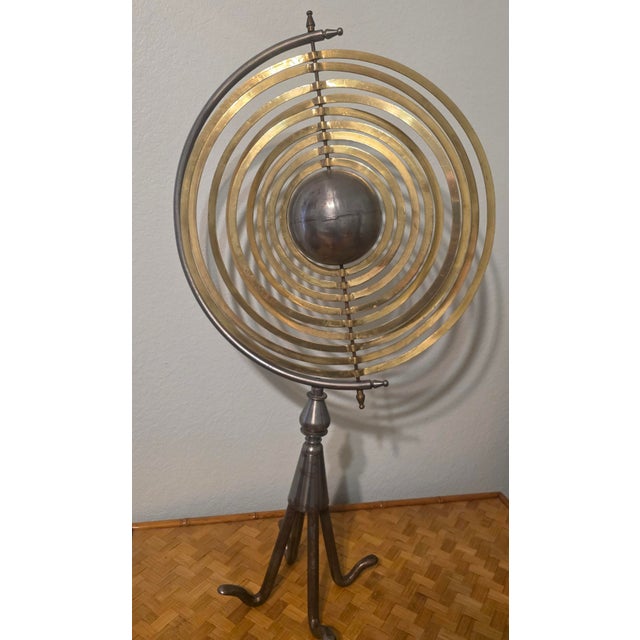 Huge Copernican Armillary Sphere sculpture, just under 40" tall and 21.5" at widest point. Beautiful chromed steel frame...