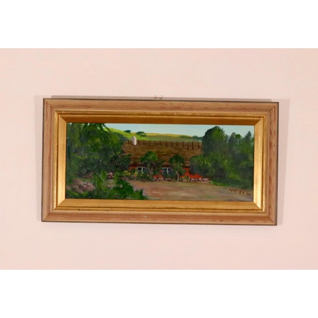 Original Oil on Canvas – “Farm House with Thatched Roof” by Johan Hilding Hägleby – Signed & Dated 1962, Framed 44 × 80 cm...