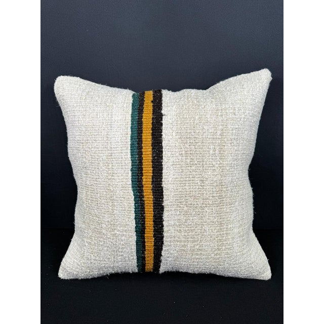 Turkish Hemp Pillow Cushion Natural Beige Black Pillow Cushion Cover 20x20 For Sale - Image 4 of 4