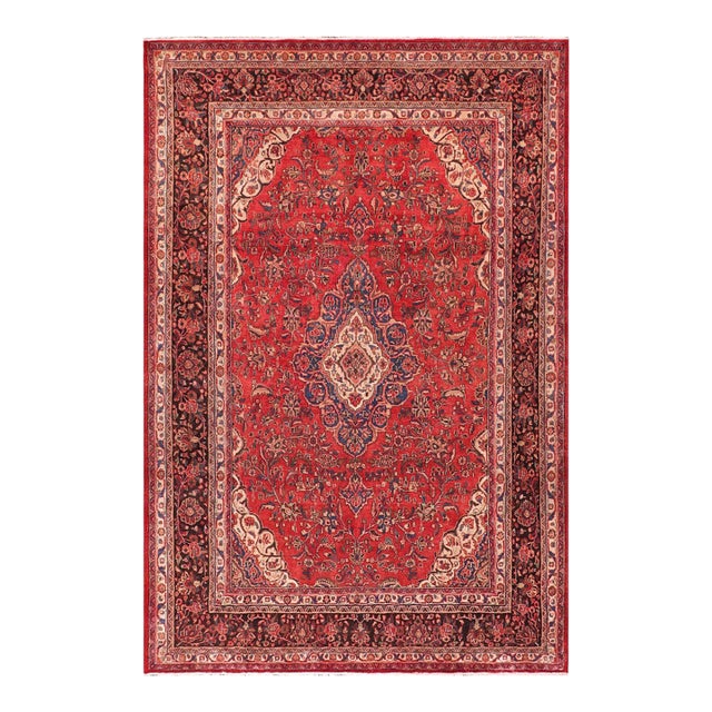 Persian Vintage Kashan Red/Brown Wool Rug - 9'0'' X 11'10'' For Sale