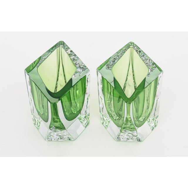 Vintage Murano Alessandro Mandruzzato Paddled Glass Sculptural Bows in Light Kelly Green, 1970's For Sale - Image 9 of 12