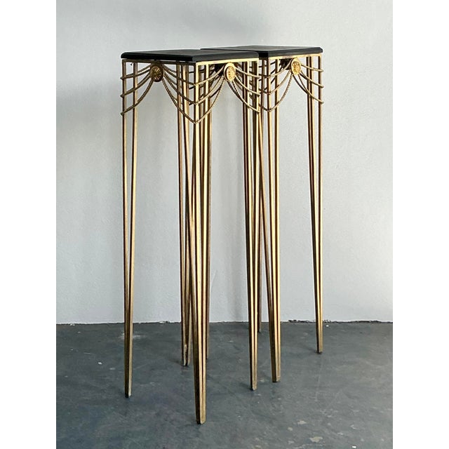 Vintage Boho Swag Medallion Pedestals - A Pair For Sale In West Palm - Image 6 of 6