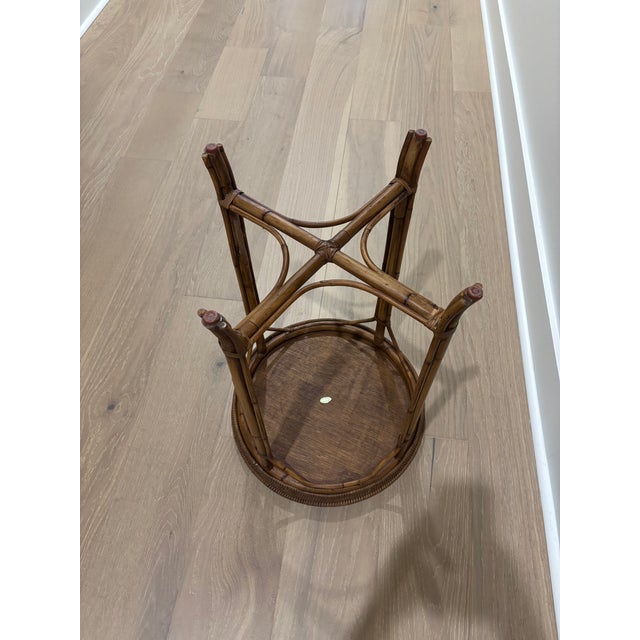Vintage Palm Beach Style Rattan & Bamboo Side Table For Sale - Image 11 of 17