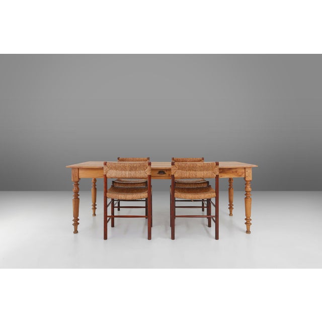 Rustic Rustic Elm Dining Table with Drawer, France, 1850s For Sale - Image 3 of 14