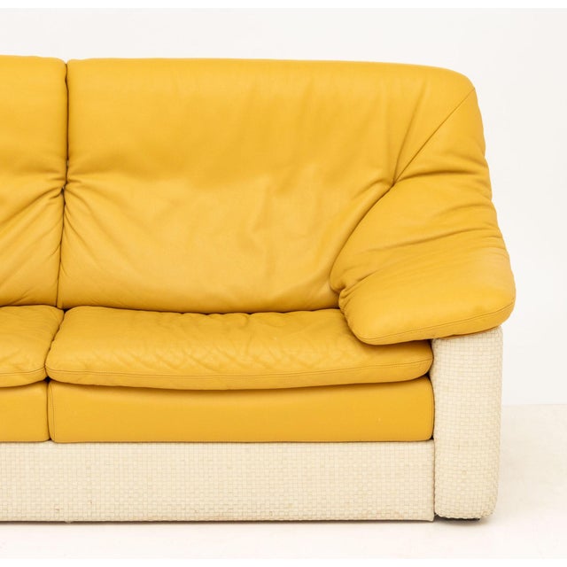 Italian Gyform Two-Tone Leather Upholstered Sofa For Sale - Image 4 of 11