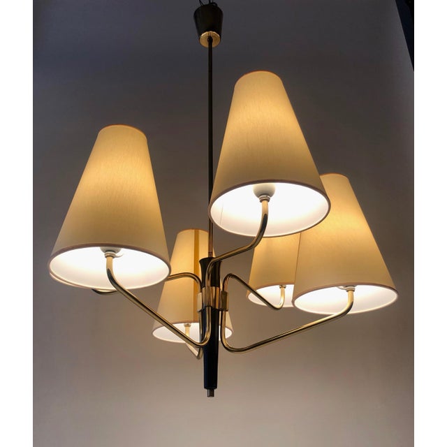 Mid-Century Austrian Pendant Lamp in Brass with Silk Shades from Rupert Nikoll, 1965 For Sale - Image 13 of 15