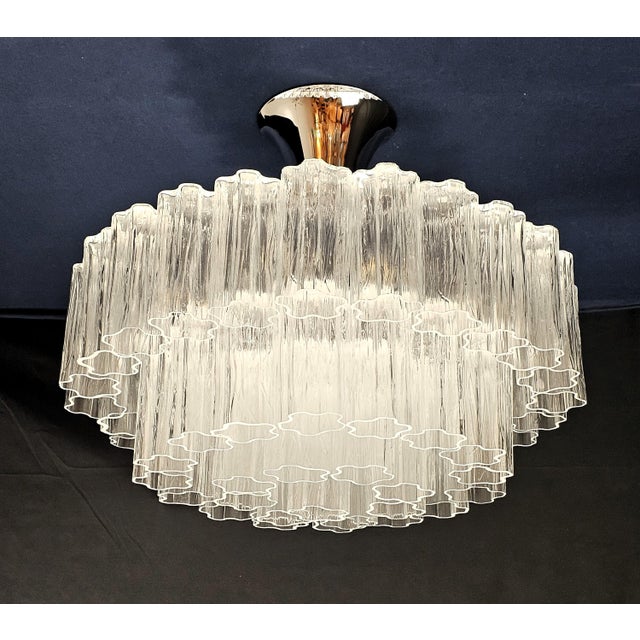 Vintage murano chandelier, barovier style, 1980s. Round chandelier with multiple glass layers, very full-bodied. With 49...