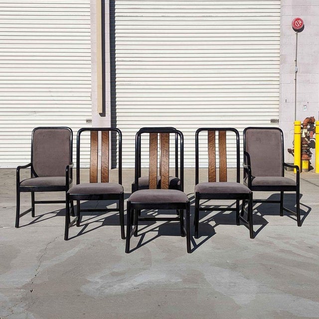 Postmodern Dining Chairs by Bernhardt, Black Lacquer & Birdseye Maple, Set of 6, 1980s For Sale In Los Angeles - Image 6 of 18