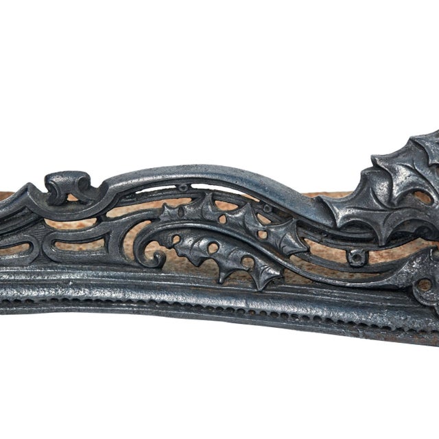 Fantastic Antique Georgian Cast Iron Fire Fender of serpentine form with ornate details fitted with two figural stands to...
