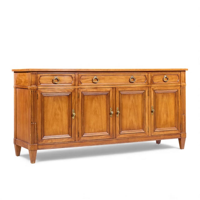Late 20th Century Kindel Furniture French Regency Fruitwood Breakfront Bookcase Cabinet Credenza For Sale In Chicago - Image 6 of 18