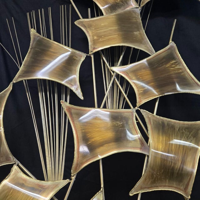 Mid-Century Modern Vintage Curtis Jeré 55" Mid Century Modern Kinetic Brutalist Wall Sculpture, Brass For Sale - Image 3 of 9