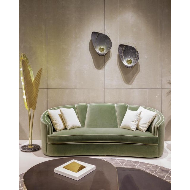 Josephine 230 Sofa in Muted Sage Green Cotton Velvet Upholstery by Munna For Sale - Image 4 of 6
