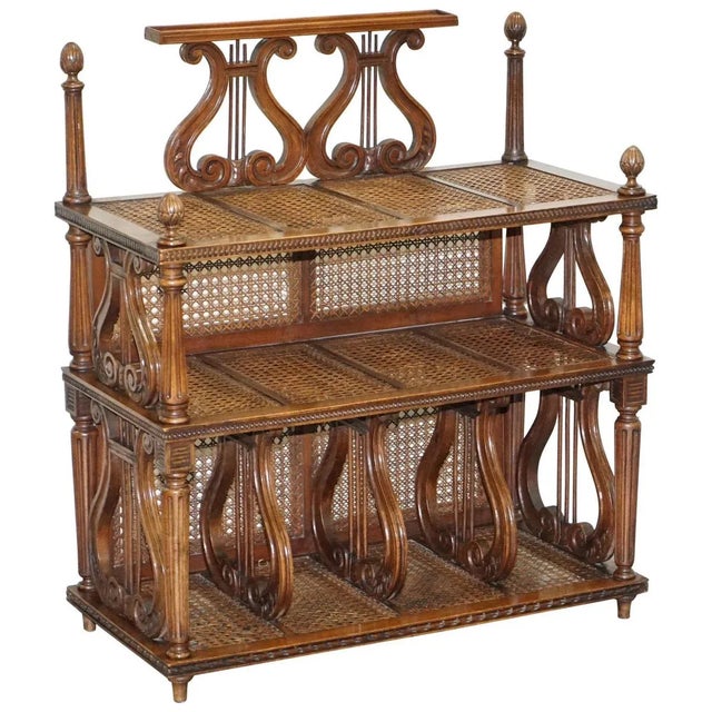 French Walnut and Rattan Bookcase For Sale - Image 18 of 18