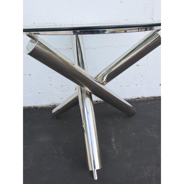 Milo Baughman Style Chrome Glass Top Jax Tables a Pair 6571 For Sale - Image 10 of 18