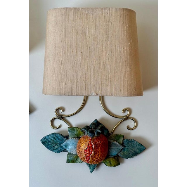 Italian Hand-Painted Pomegranate Sconces, 1970s, Set of 3 For Sale - Image 15 of 17