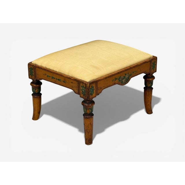 Brown Adams Style, Chair and Ottoman, Painted Wood, Fabric, Usa, 1930s For Sale - Image 8 of 13