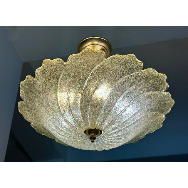 Murano Gold Rugiadoso Glass Semi Flush Mount Ceiling Light For Sale - Image 15 of 18