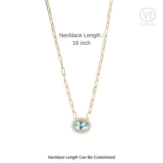 Authentic 10.32ct Aquamarine 1.95ct Diamond Halo Pendant Necklace in 14k Yellow Gold For Sale - Image 11 of 16
