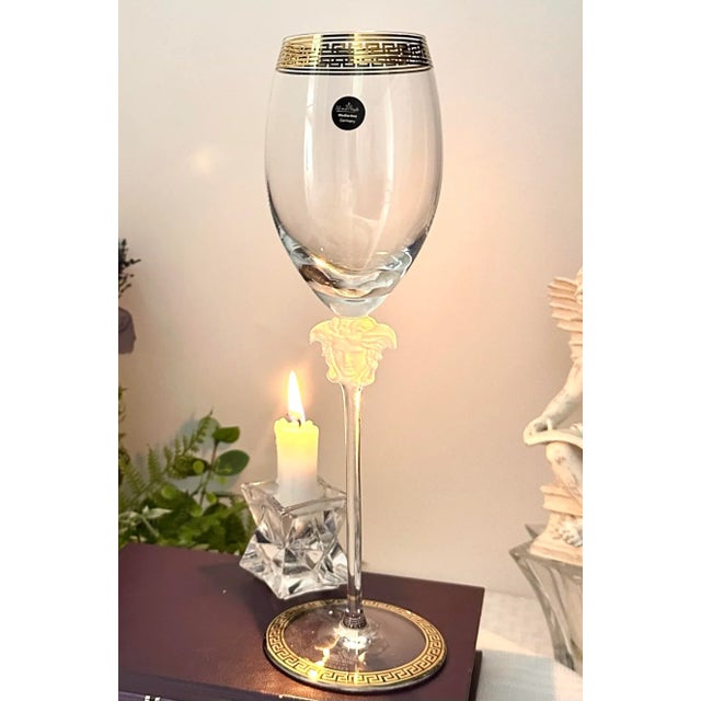 Rosenthal Versace Medusa d'Or Vintage White Wine Glass For Sale - Image 11 of 12