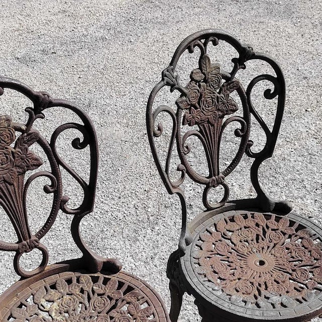 Cast Iron Patio Garden Table and Chairs, Set of 5 For Sale - Image 14 of 18