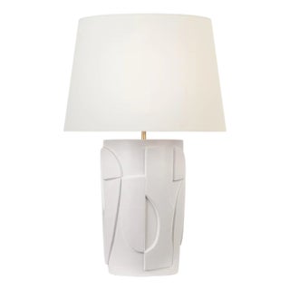 AERIN by Visual Comfort Signature Klint 28" Table Lamp in Matte White with Linen Shade For Sale