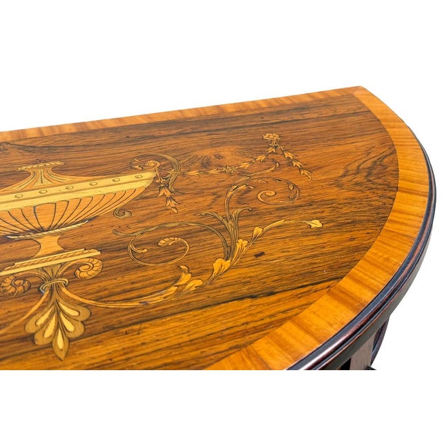 Small Antique Rosewood Demi Lune Side Table, 1890 For Sale - Image 15 of 17