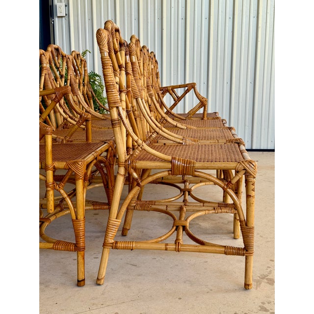 Mid-20th Century Restored Italian Rattan Chippendale Dining Chairs by Dal Vera-Set of Eight For Sale In Naples, FL - Image 6 of 12